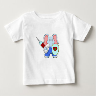 Camiseta Elefante na Vacinação com Seringa