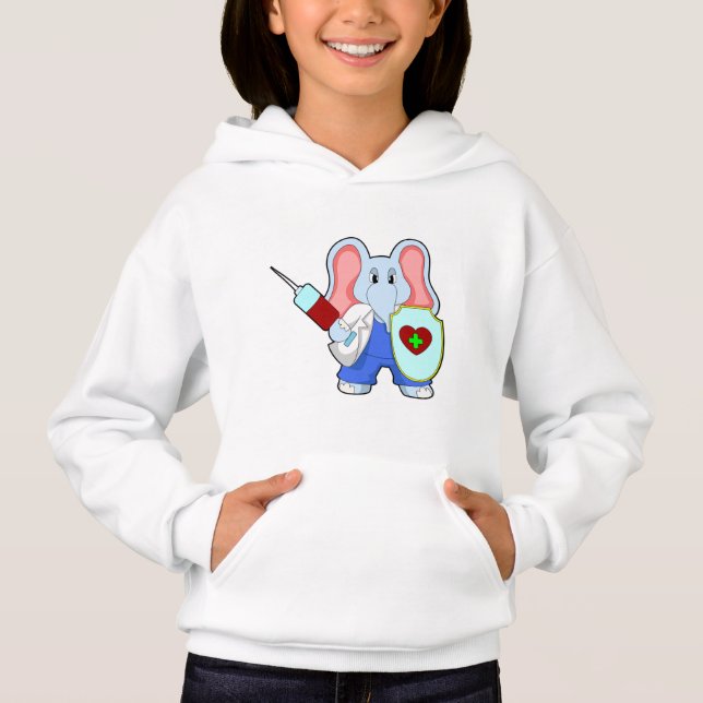 Camiseta Elefante na Vacinação com Seringa (Frente)