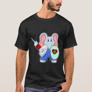 Camiseta Elefante na Vacinação com Seringa