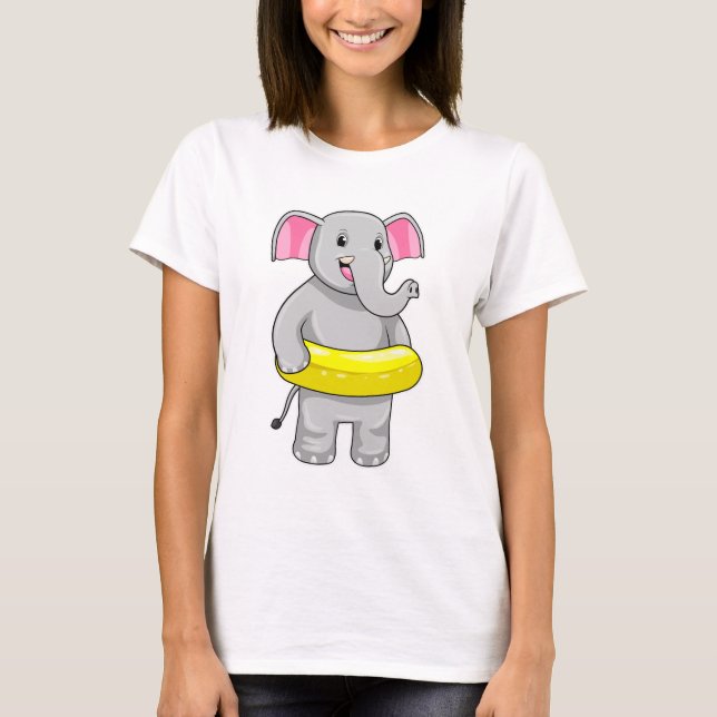 Camiseta Elefante Nadando com Lifebuoy (Frente)