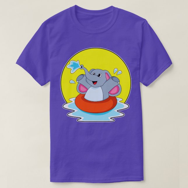 Camiseta Elefante Nadando com Lifebuoy (Frente do Design)