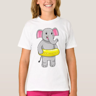 Camiseta Elefante Nadando com Lifebuoy
