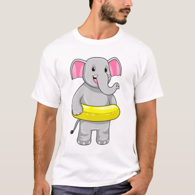 Camiseta Elefante Nadando com Lifebuoy (Frente)