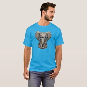Camiseta Elefante Nerdy do bebê que veste vidros