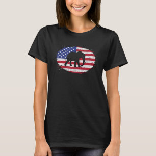 Camiseta Elefante No Bandeira Americana USA Animal Patrioti