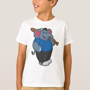 Camiseta Elefante no Baseball com bastão de beisebol