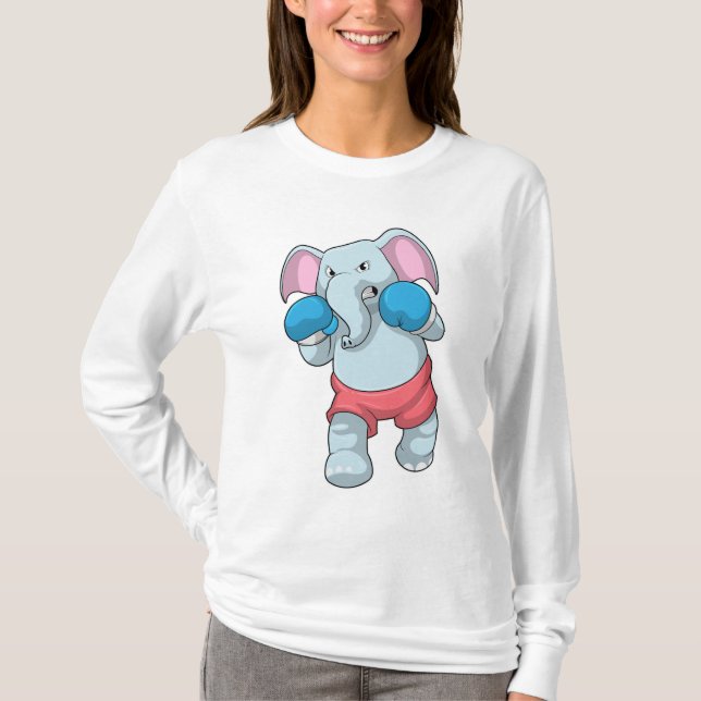 Camiseta Elefante no Boxing com luvas in a box (Frente)