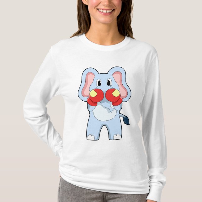 Camiseta Elefante no Boxing com luvas in a box (Frente)