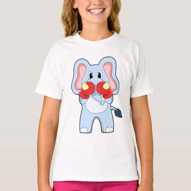 Camiseta Elefante no Boxing com luvas in a box (Frente)