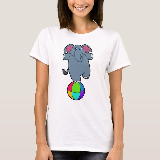 Camiseta Elefante no Circo com bola de Circo (Frente)