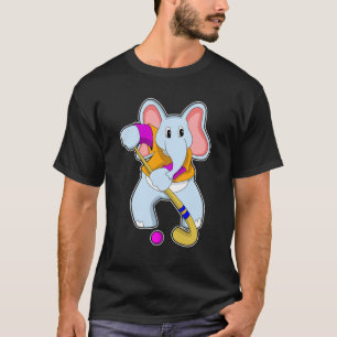 Camiseta Elefante no Hockey com taco de Hockey