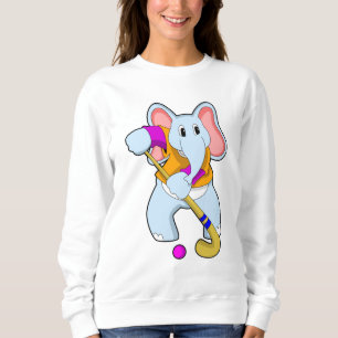 Camiseta Elefante no Hockey com taco de Hockey