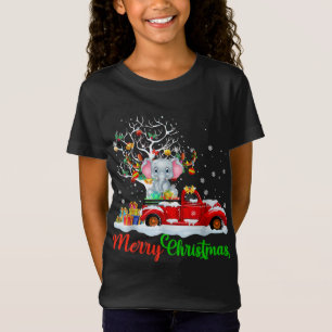 Camiseta Elefante no Red Truck Natal Pajama Engraçado Xmas