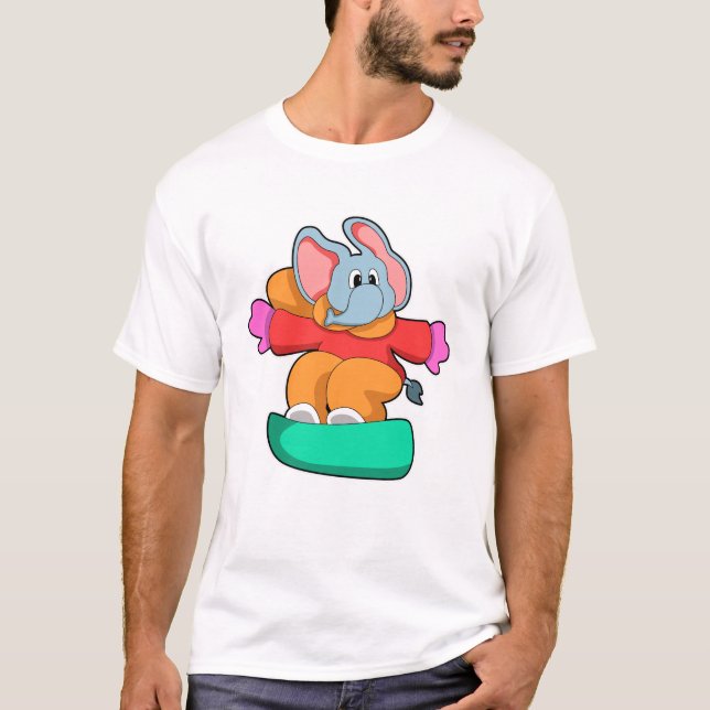 Camiseta Elefante no Snowboard com Snowboard (Frente)