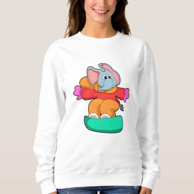 Camiseta Elefante no Snowboard com Snowboard (Frente)