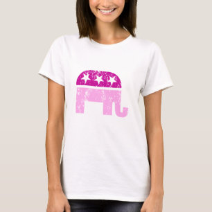 Camiseta Elefante original republicano rosa afligido