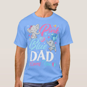 Camiseta Elefante Pai Cor-de-Rosa Azul Te Ama A Revelação D