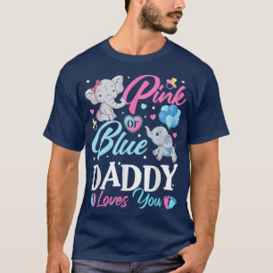 Camiseta Elefante Pai Cor-de-Rosa Azul Te Ama De Gravidez