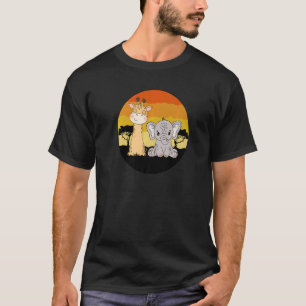 Camiseta Elefante Para Bebês E Girafa - Elefantes Retrosuns