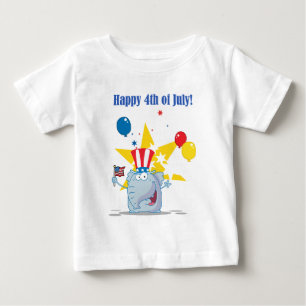 Camiseta Elefante Patriótico Acenando Uma Bandeira American