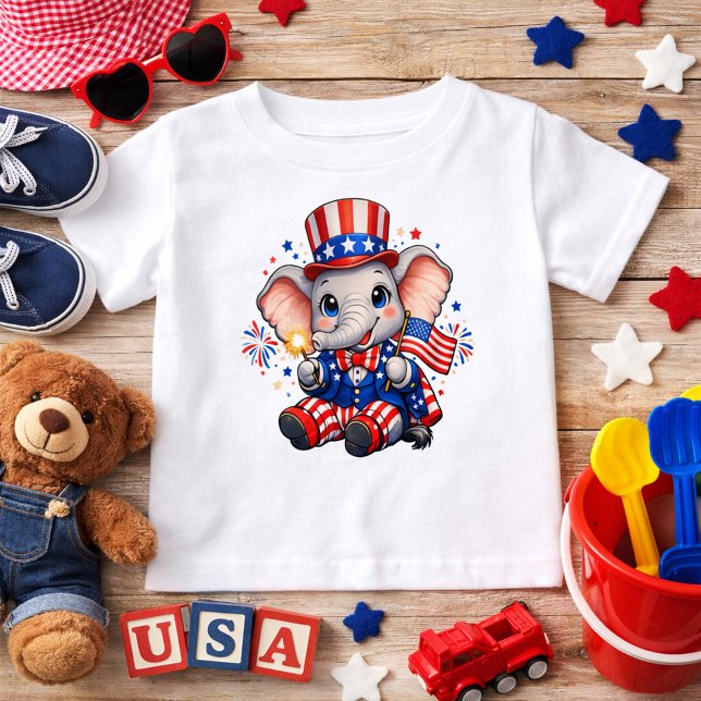 Camiseta Elefante Patriótico Fofo (Criador carregado)