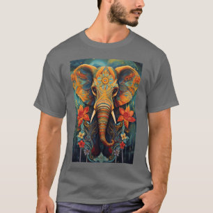 Camiseta Elefante pintado colorido Arte animal família