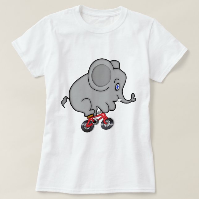 Camiseta Elefante que monta uma bicicleta (Frente do Design)
