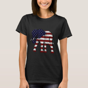 Camiseta Elefante Republicano Bandeira Americana Desgastada