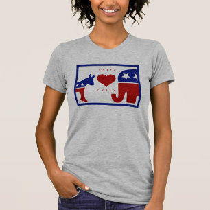 Camiseta Elefante Republicano e Donkey Democrático Apaixona