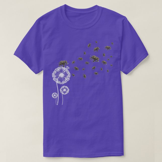 Camiseta Elefante Retro Flower Puff Ball Dandelion (Frente do Design)