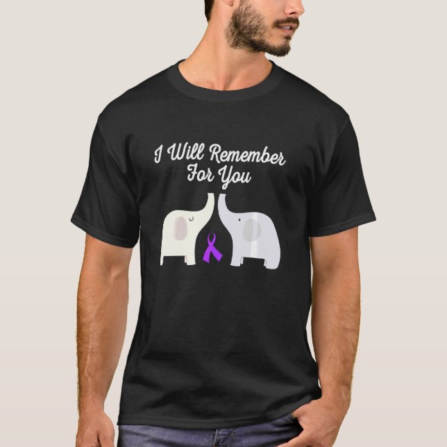 Camiseta Elefante Ribbon Alzheimer S Consciência Mês T (Frente)
