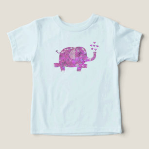 Camiseta Elefante Rosa Caprichoso e Divertido Sopra Coraçõe