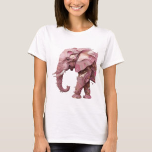 Camiseta ELEFANTE ROSA de impressão em prata legal