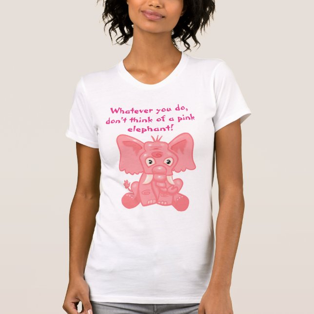 Camiseta Elefante Rosa De Processo Irônico (Frente)