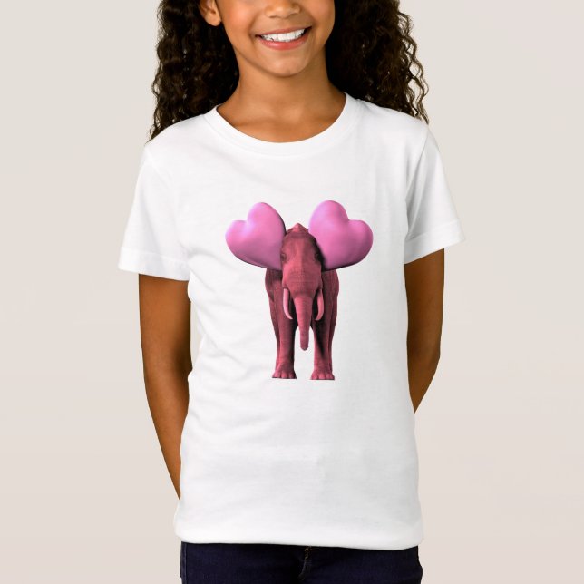 Camiseta Elefante Rosa Romântico (Frente)
