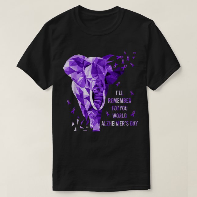 Camiseta Elefante Se Lembrará Do Seu Mundo Alzheimer Awa (Frente do Design)