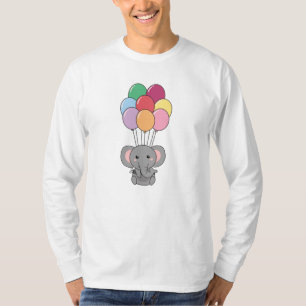 Camiseta Elefante Sobe Com Balões Coloridos