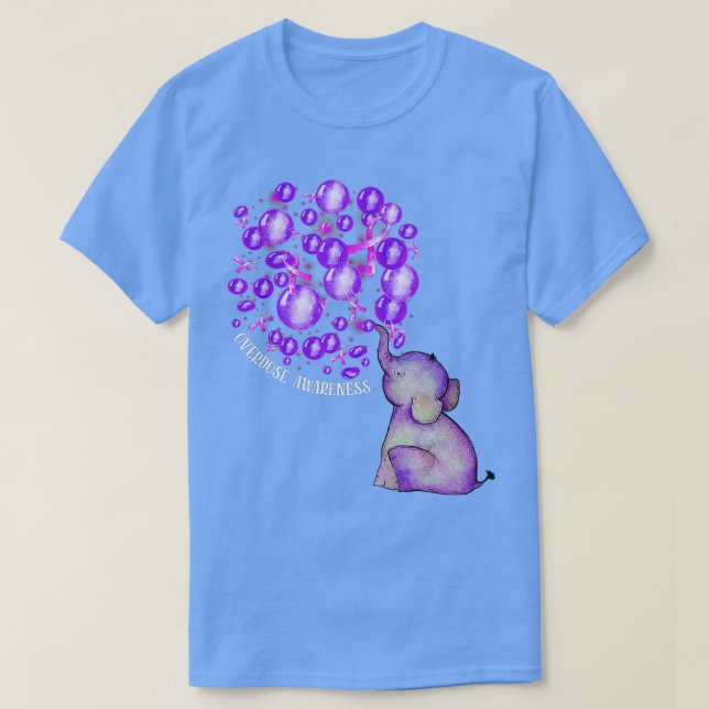 Camiseta Elefante soprando balões roxos overdose com conhec (Frente do Design)
