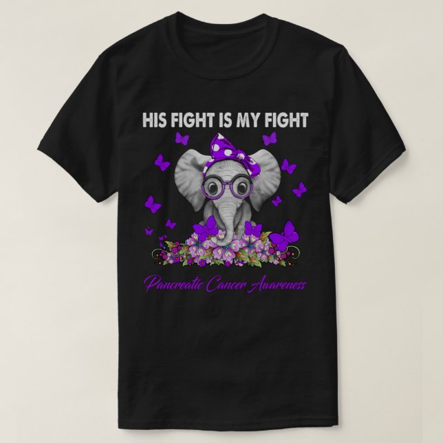 Camiseta Elefante Sua Luta É O Meu Câncer de pâncreas De Lu (Frente do Design)
