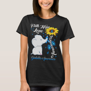 Camiseta Elefante Sunflower Faith Esperava Diabetes de Amor