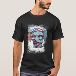 Camiseta Elefante Vermelho Branco Azul Bandeira Americana 4