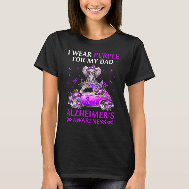 Camiseta Elefante Veste Roxo para meu Pai Mal de Alzheimer (Frente)