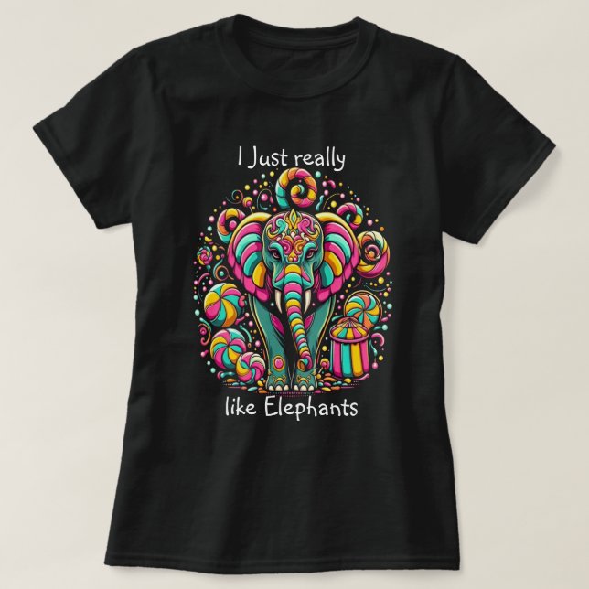 Camiseta Elefante Vibrante Com Tinta De Rosto Itriciante (Frente do Design)