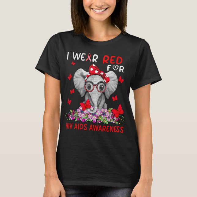 Camiseta Elefante, Visto vermelho para a conscientização so (Frente)