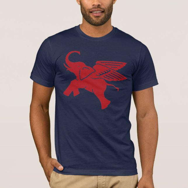 Camiseta Elefante voado vermelho (Frente)