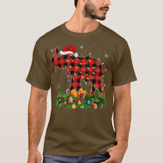 Camiseta Elefante Xmas Luzes de Buffalo Papais noeis Elefan