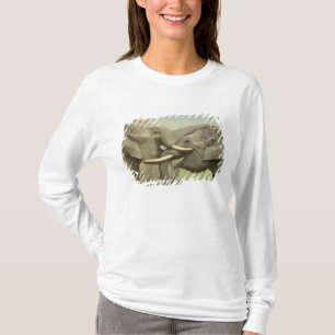 Camiseta Elefantes asiáticos indianos jogam lutando