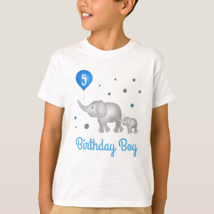 Camiseta Elefantes de Aquarela Blue Balloon Birthday Boy