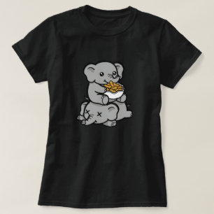 Camiseta Elefantes de Desenho Animado Fofo Comendo Amendoin