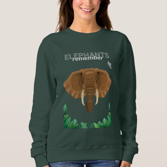 Camiseta Elefantes Lembram-se do Sweatshirt (Frente)